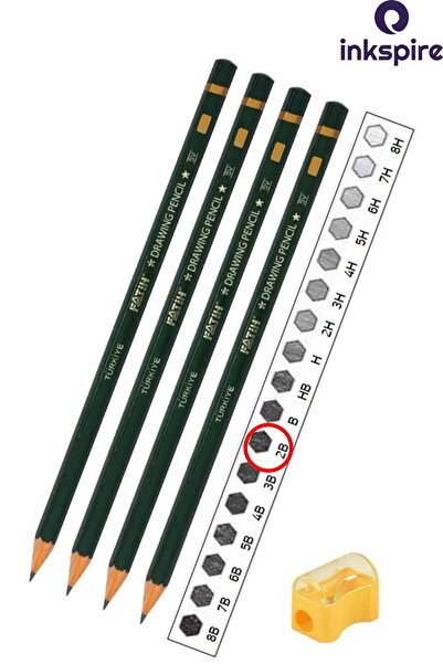 inkspire مجموعة مبراة أقلام رصاص متدرجة من أقلام الرصاص 2B مكونة من 4 قطع من ...
