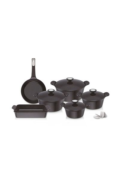 NEOFLAM Exterma Granite Cookware Set, 10 Pieces, Black. 20cm - 22cm - 26cm - 28cm - 26cm