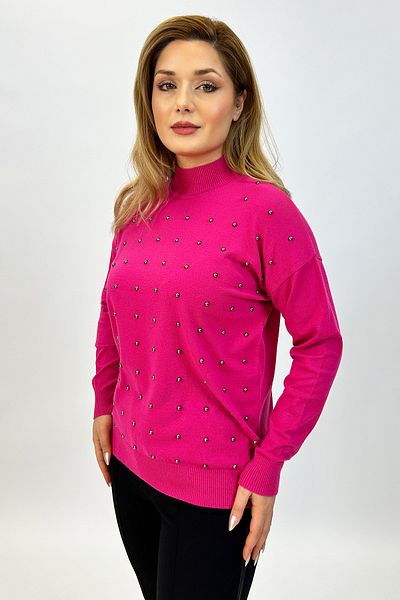Ayda Triko Stand Collar Pearl Embellished Women's Clothing Hijab Clothing Knitwear Sweater