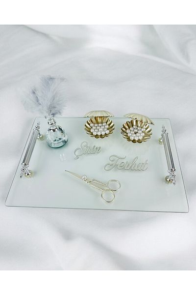 CyzHome Devotion White Silver Clear Promise Tray