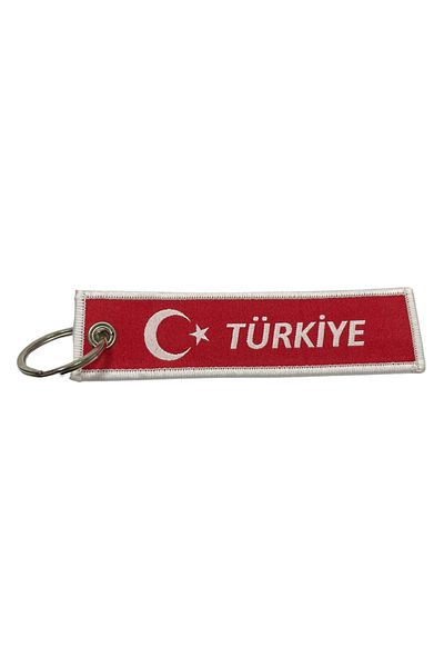 Promojoy Turkey Moon Star Woven Fabric Keychain - 13 cm