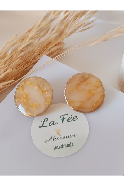 La fee aksesuar Marble Pattern Steel Earrings Apparatus Earrings Gold Detail