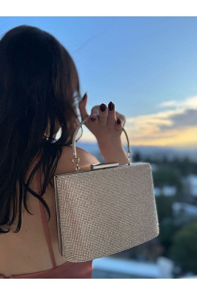 MFT AYAKKABI Stone Detailed Bucket Model Evening Dress Bag - for Invitation and Special Occasions