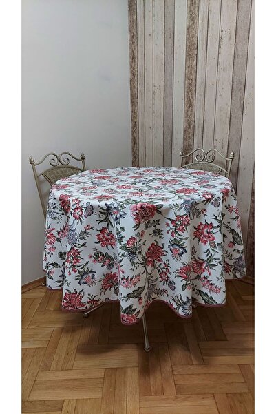 gonk Yuvarlak,karanfil desenli,duck (SIVI İTİCİ ,LEKE TUTMAZ) kumaş,masa örtüsü