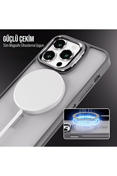 emybox Apple İphone 16 PROMAX Kamera Korumalı Stantlı Magsafe Destekli Lens Koruyucu Hediye Telefon Kılıf
