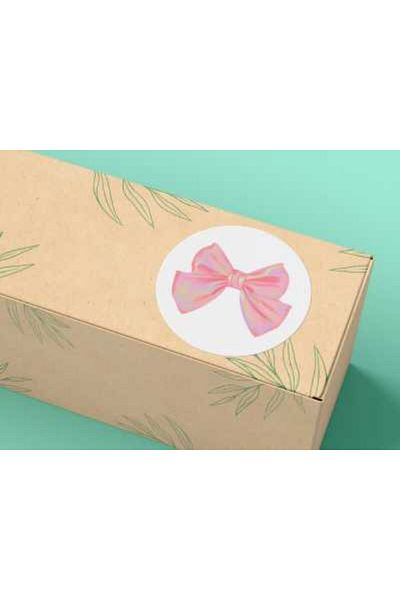 CASALINGHI 4 cm (90 Pieces) - Bow Label Pink Bow Round Matte Sticker Round Sticker