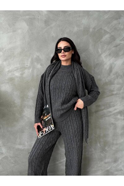 ANBLYs COLLECTION ATKI DETAYLI TRİKO PANTOLON KAZAK İKİLİ TAKIM