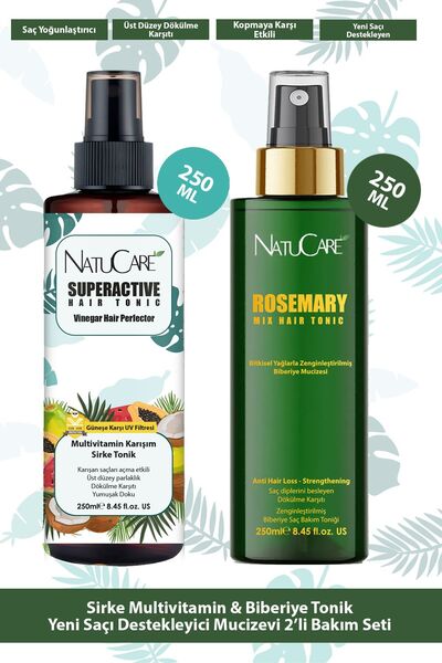 NatuCare Sirke Multivitamin Tonik Ve Biberiye Tonik Saç Yoğunlaştırıcı 2'li B...