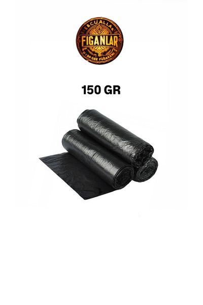figanlar ambalaj Black 55X60 Garbage Bags - 150 G, 20S, 10 Rolls, Thick Garbage Bags