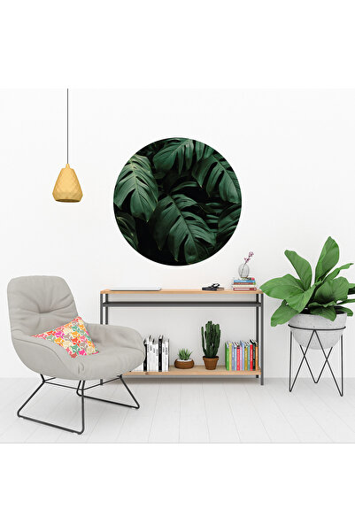 KOSS Dijital Autocolant rotund cu model de frunze botanice tropicale moderne