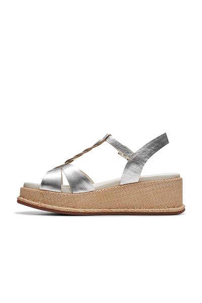 CLARKS Silver-colored Genuine leather Sandals For Womens