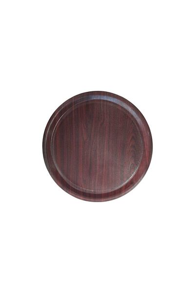 alpotekno Non-slip Round Tray 38 cm Mahogany Matte