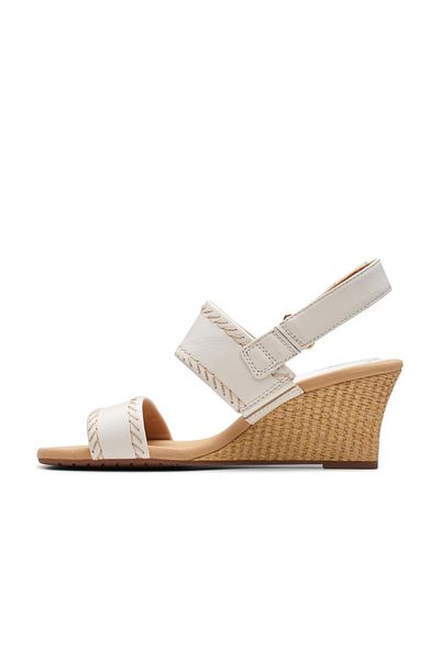 CLARKS White Genuine leather Sandals For Womens