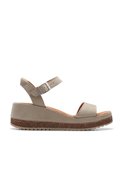 CLARKS Khaki Nubuck Sandals For Womens
