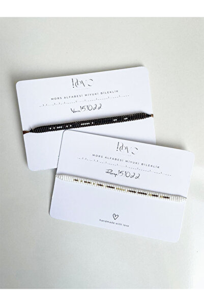 Butik Kişiye Özel Mors Alfabesi Kahverengi Ve Beyaz Miyuki Bileklik Seti-2 Adet