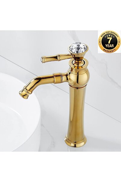 OEM Banyo Çanak Lavabo Bataryası Gold Renk Taşlı Model 7 Yıl Garantili Ithal