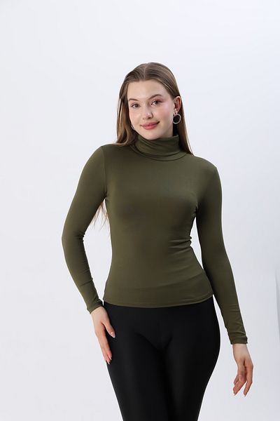 ziend fashion Women's Khaki Green New Season Full-Top Turtleneck Bodysuit