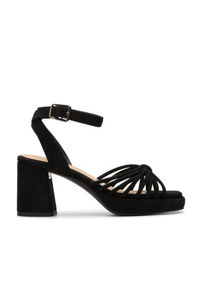 CLARKS Black Suede Sandals For Womens