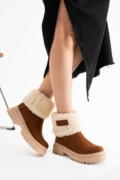 Ayax 2510 Kürklü Taba Süet Kaymaz Ses Yapmaz Termo Taban Günlük Kadın Bot