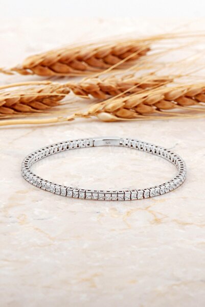 Sümer Telkari Baget Su Yolu 3 Mm Rodyumlu Gümüş Bileklik 4747