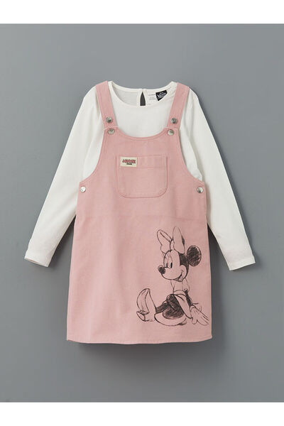 LC Waikiki LCW Kids Minnie Mouse Baskılı %100 Pamuk Kız Çocuk Salopet Elbise ...