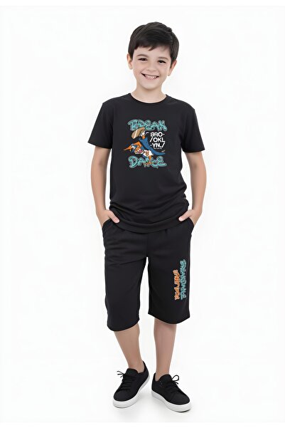 YA KO KİDS Break Dance εμπριμέ για αγόρια με κοντό μανίκι Κάπρι στο κάτω μέρος