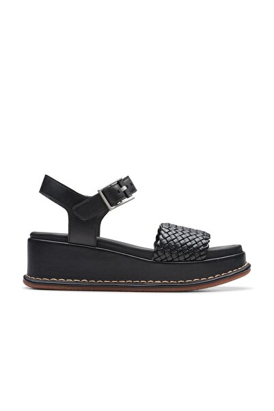 CLARKS صندل جلد صناعي أسود للنساء