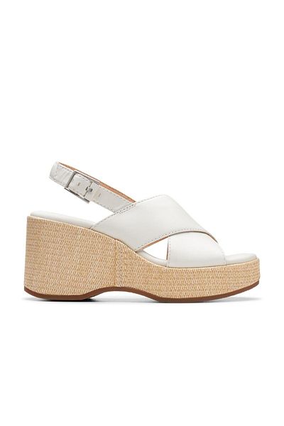 CLARKS Cream Genuine leather Sandals For Womens