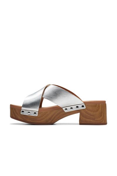 CLARKS Silver-colored Genuine leather Sandals For Womens