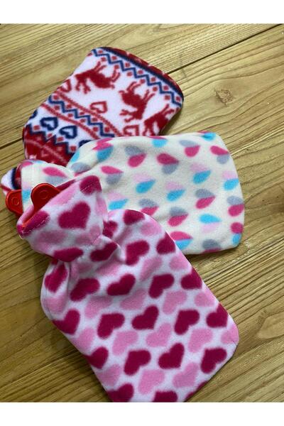 ZUMRANKA POLAR YIKANABİLİR KILIFLI BÜYÜK BOY SICAK SU TORBASI 750ML 1 ADET MAVİ-FUŞYA KALPLİ