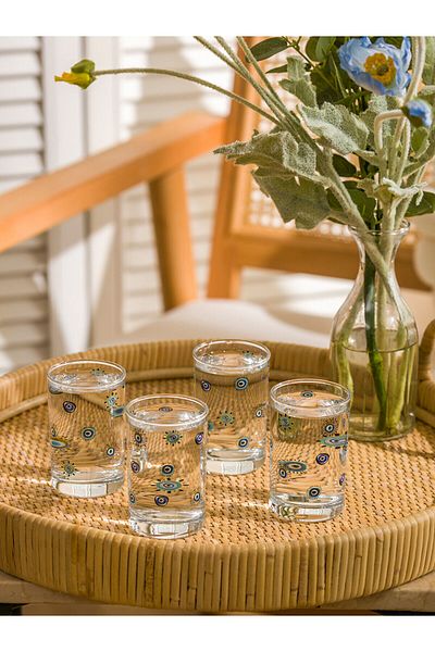 LC Waikiki Lcwk Eye Printed Glass Glass Set of 4 125 ml