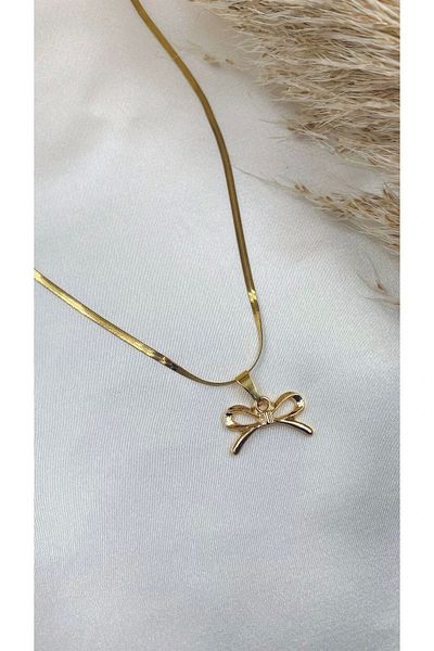 Eylülün Takısı Gold Color Bow Necklace