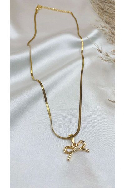 Eylülün Takısı Gold Color Bow Necklace