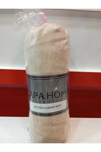 Çapa Home طقم ملاءات قطنية مسطحة مزدوجة مع غطاء وسادة مطاطي مقاس 160 × 200