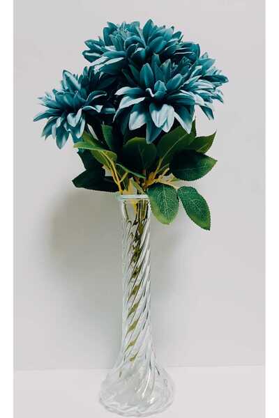 OSO HOME Şık Görünümüyle Yapay Krizantem Çiçeği Mavi Renk 42 cm 7 Dallı Demet