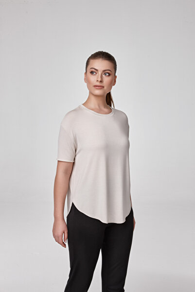 relactive ЖЕНСКА БЛУЗА С КЪСИ РЪКАВИ И КРЪГЛА ЯКА - ТЕНИСКА TAŞ