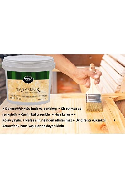 TEK BOYA Su Bazlı Çok Amaçlı Taş Ve Ahşap Verniği 0.75lt Şeffaf-hava Koşullarından Etkilenmez-kokusuz-parlak