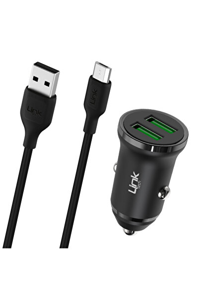 Linktech C481e 12w 2x Usb Micro Usb Kablo Araç Içi Şarj Aleti Set Siyah
