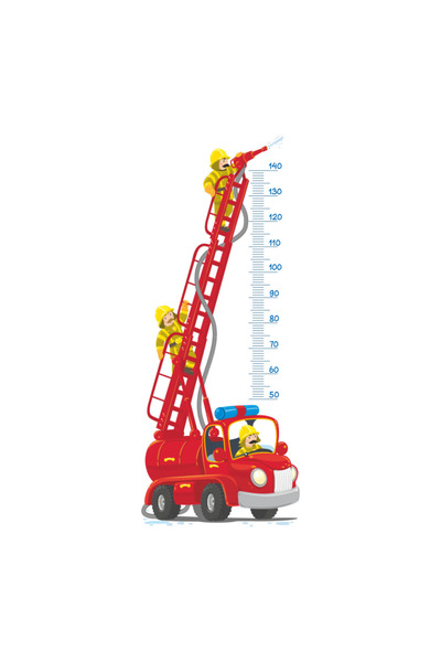 bizden alınır güvenli alışverişin adresi Protective Firefighters Height Measuring Ruler Kids Room Wall Sticker
