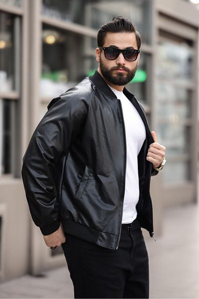 BASEL.CO Δερμάτινο κολεγιακό μπουφάν