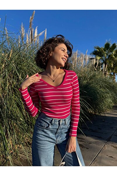 RESSHO ÇİZGİLİLİ KAŞKORSE BLUZ