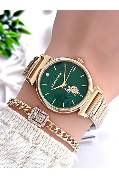 U.S. Polo Assn. U.S.Polo Assn Steel Band 5 Atm Water Resistant Women's Wrist Watch+Bracelet Gift Uspa.2070.S04