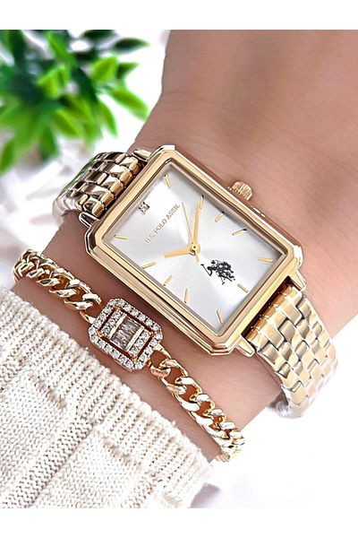 U.S. Polo Assn. U.S.Polo Assn Steel Band 3 Atm Water Resistant Women's Wrist Watch+Bracelet Gift Uspa.2082.S04