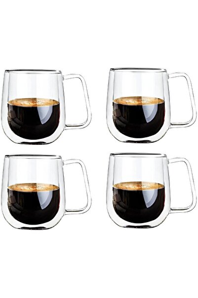 MİS KİTCHEN Nescafe Latte and Filter Coffee Cup - Double Wall, 250ml, 4 Pcs F...