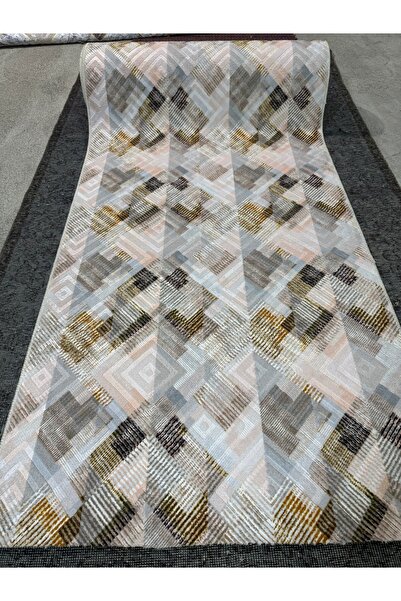 Sarar Kabartmalı Halı Dokusunda Jel Kaymaz Taban Yıkanabilir Kesme Yolluk Üst Kalite Renkli Desen