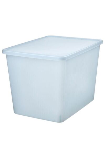 IKEA RYKTA, kapaklı kutu, şeffaf gri-mavi, 36x50x35 cm/44.5 lt