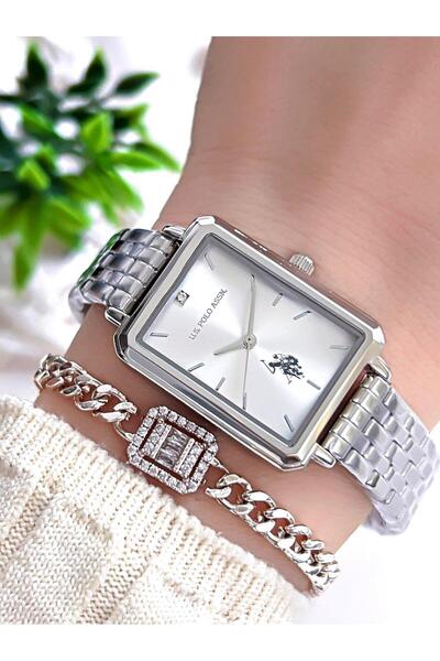 U.S. Polo Assn. ساعة يد نسائية U.S.POLO ASSN بسلك فولاذي 3 ATM مقاومة للماء +...