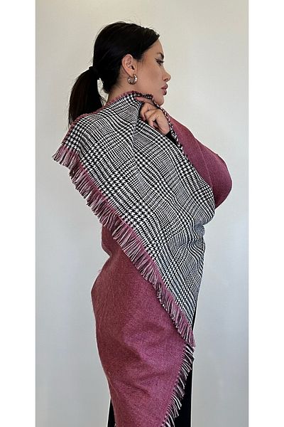 asalya Double-Sided Checked Pattern Thick Winter Wool Shoulder Shawl Scarf