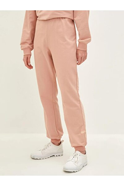 LC Waikiki LCW Modest Pembe Beli Lastikli Baskılı Kadın Eşofman Altı