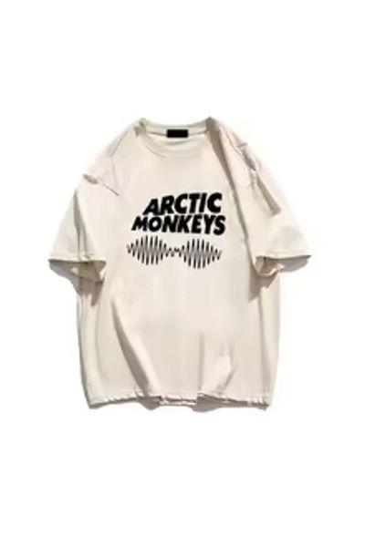 Boi Μπλουζάκι Unisex Rock Arctic Monkeys Band Design - Μαύρο και άσπρο βαμβακερό μπλουζάκι μεγάλου μεγέθους